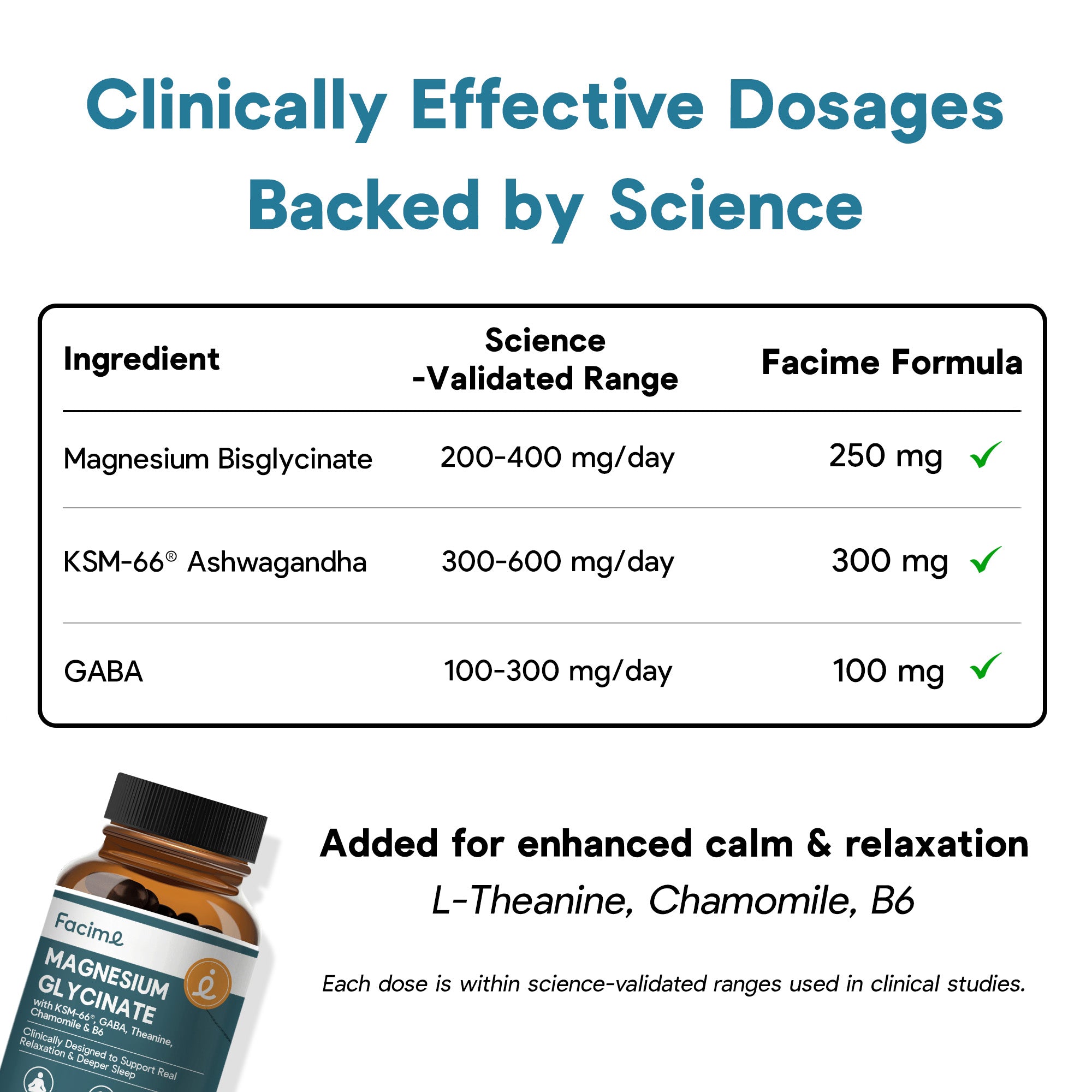 Magnesium Glycinate Sleep Support with Ashwagandha, GABA, L-Theanine & Chamomile - Stress Relief, Melatonin-Free, Vegan, Made in USA, 90 Capsules