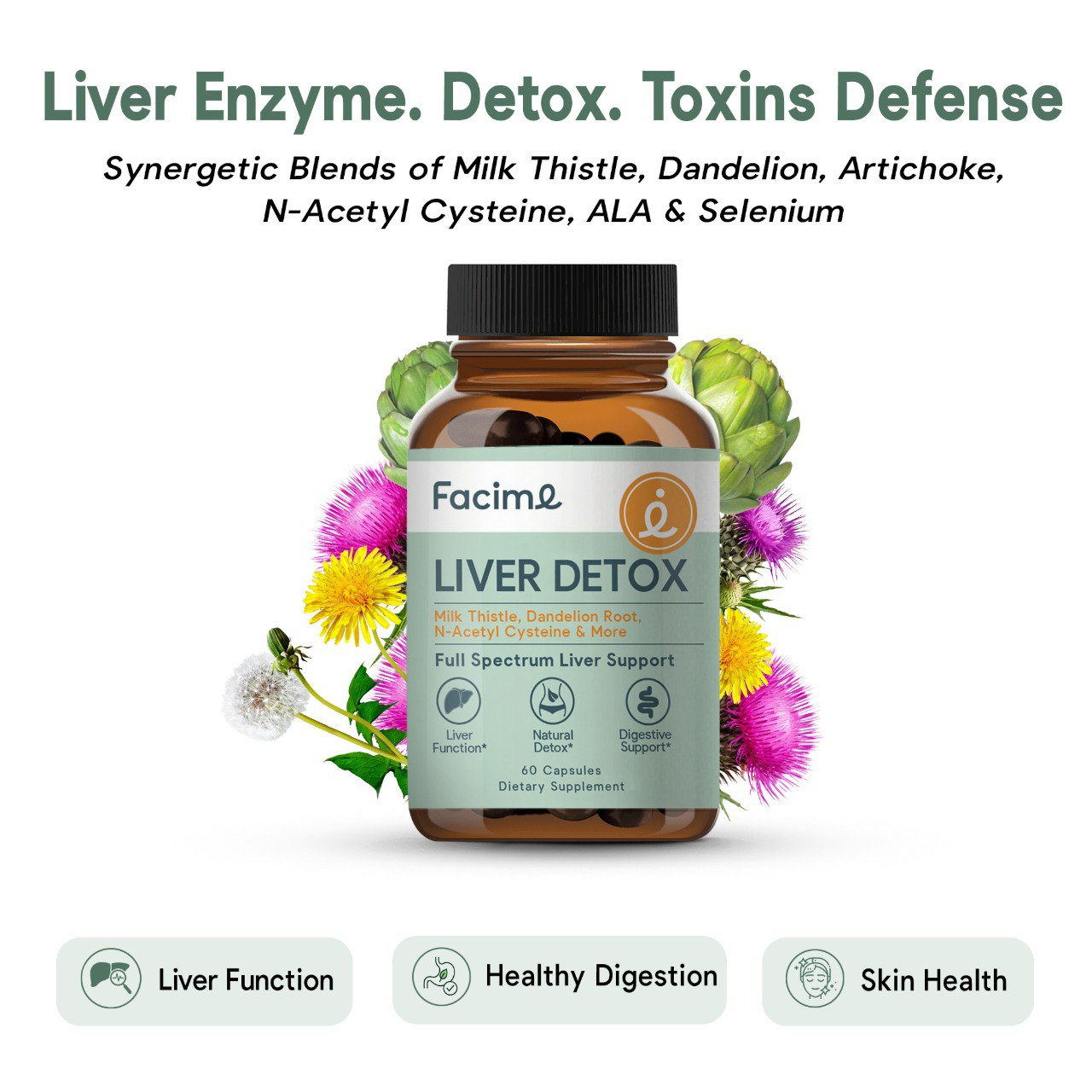 Liver Detox & Repair with Silymarin Milk Thistle, Dandelion Root, NAC & others